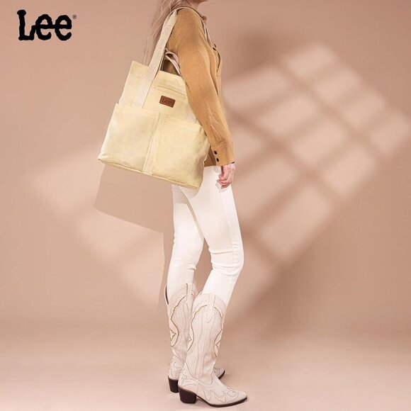 x Lee Canvas Tote Bag for Women with 2 Front Pockets Top-Handle Handbag & Should - Picture 2 of 6